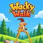 Wacky Walk is a fun physics-based puzzle or action game where players control characters that move in unusual, clumsy, and humorous ways. In the game, you control a goat attempting to walk across treacherous terrain on towering wooden stilts without falling over.